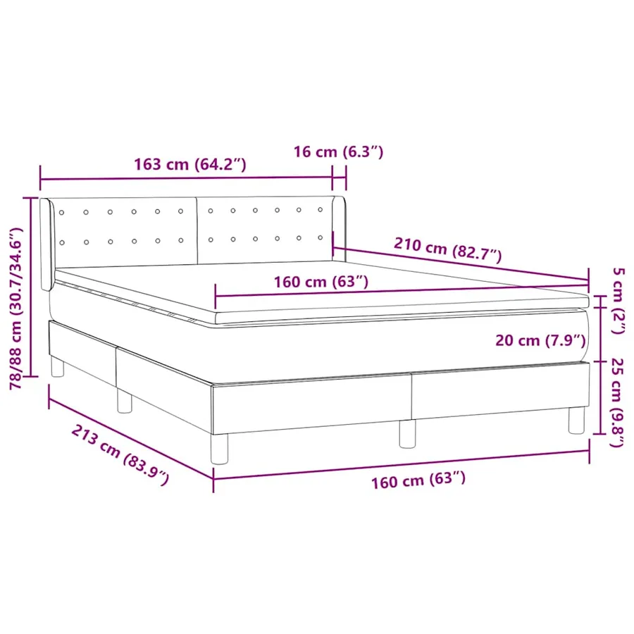 Sommier à lattes de lit et matelas gris foncé 160x210cm velours - 12