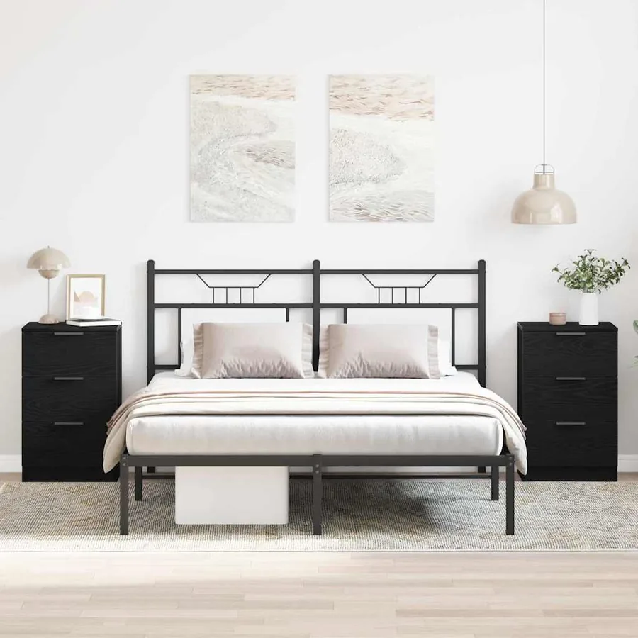 Cabinet de chevet avec tiroir 2 pcs Chêne noir 40 x 65 x 65 cm