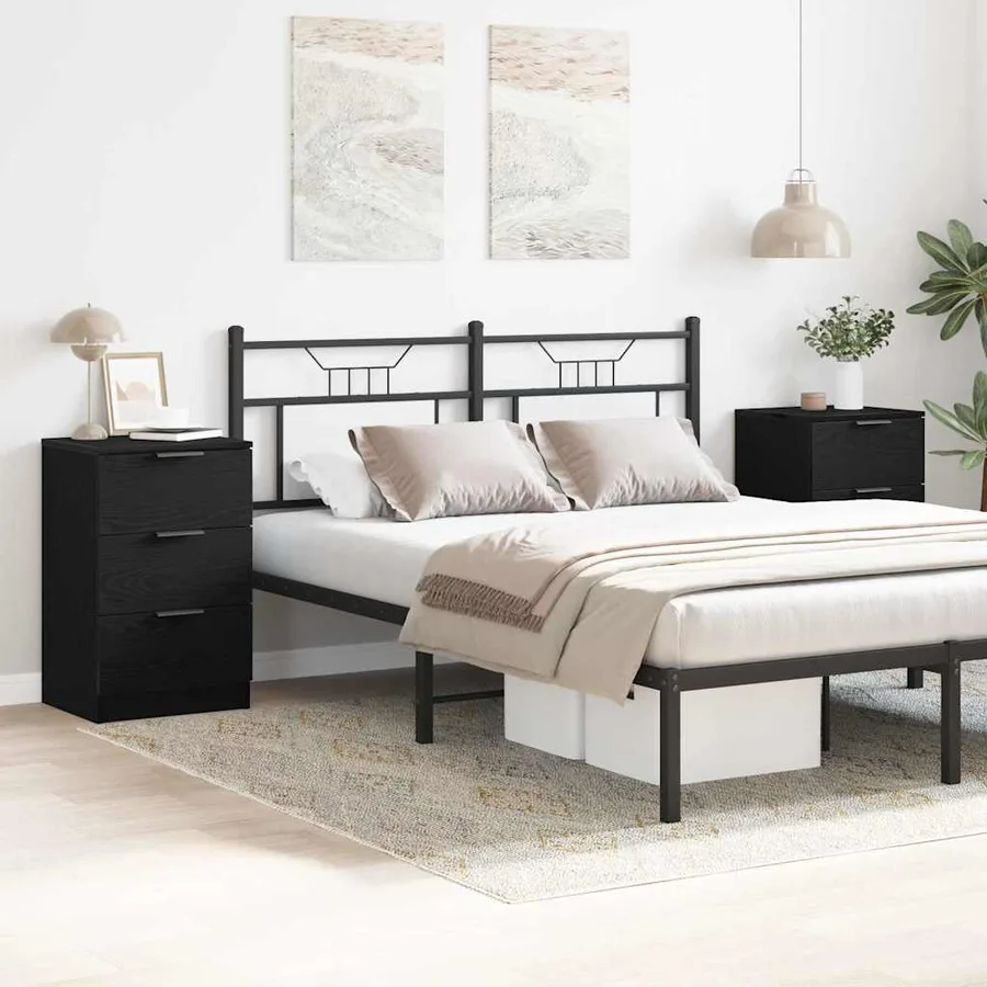 Cabinet de chevet avec tiroir 2 pcs Chêne noir 40 x 65 x 65 cm - 4