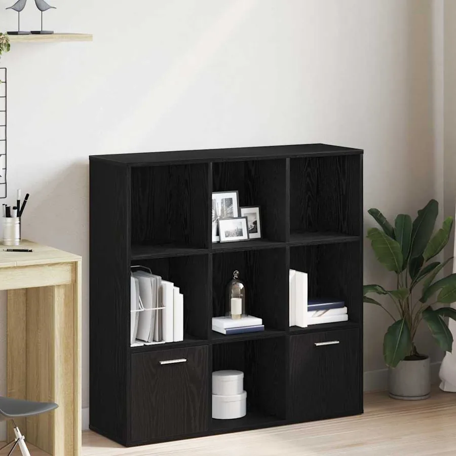 Bibliothèque en chêne noir 98 x 29 x 97,5 cm bois d'ingénierie