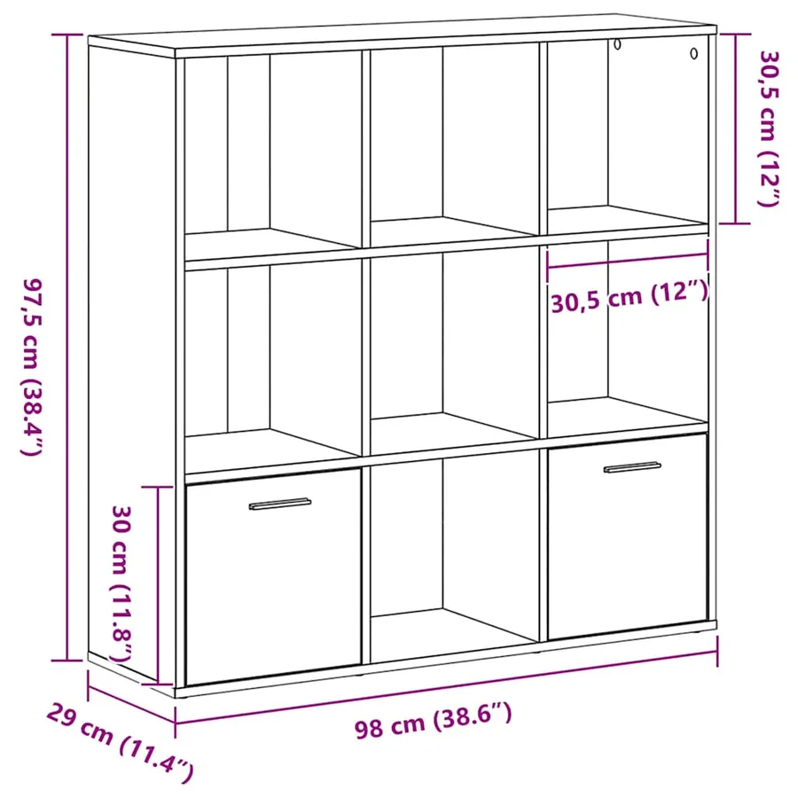 Bibliothèque en chêne noir 98 x 29 x 97,5 cm bois d'ingénierie - 12