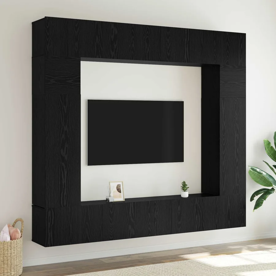 Ensemble meuble TV 8 pcs Chêne noir Bois d'ingénierie