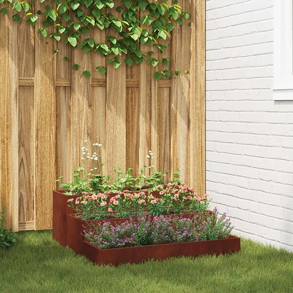 Cache-pot de jardin Rouillé 90 x 90 x 35 cm Acier patiné