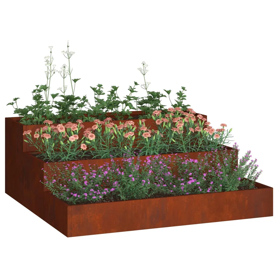 Cache-pot de jardin Rouillé 90 x 90 x 35 cm Acier patiné - 3