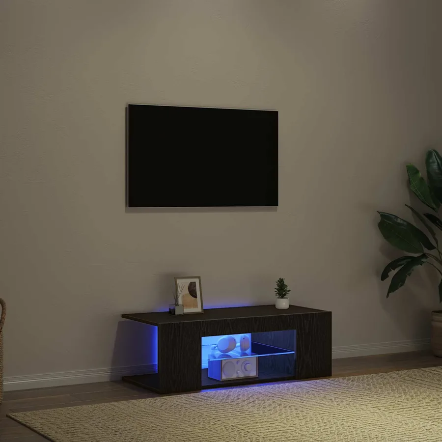 Meuble TV Chêne noir 90 x 39 x 30 cm Bois d'ingénierie - 5