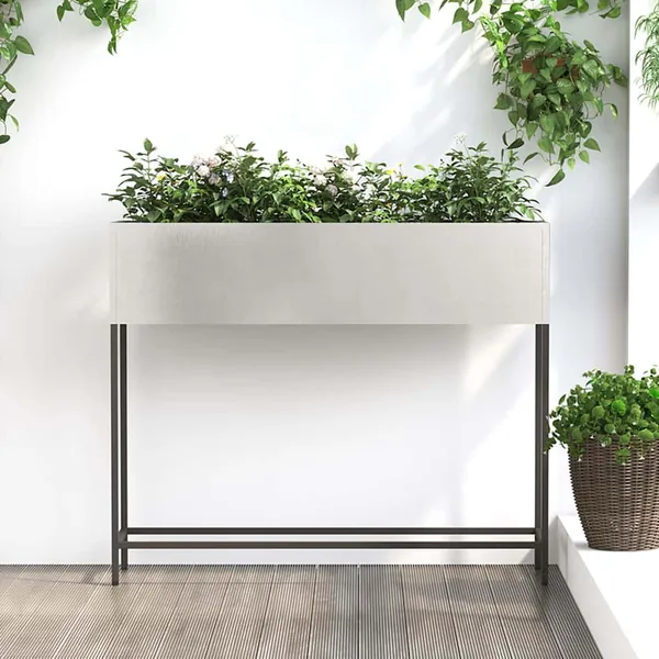 Bac de jardin surélevé Argent 100 x 26 x 82 cm Acier inoxydable