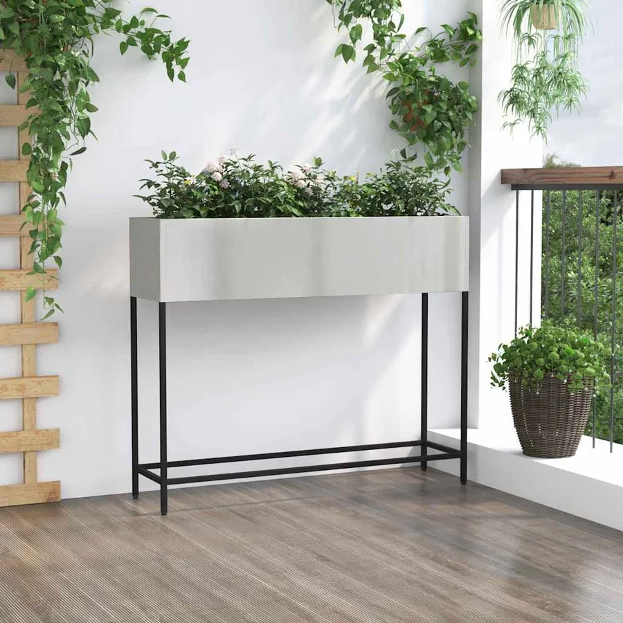 Bac de jardin surélevé Argent 100 x 26 x 82 cm Acier inoxydable - 4