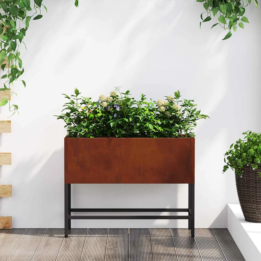 Bac de jardin surélevé Rouillé 60 x 26 x 45 cm Acier patiné