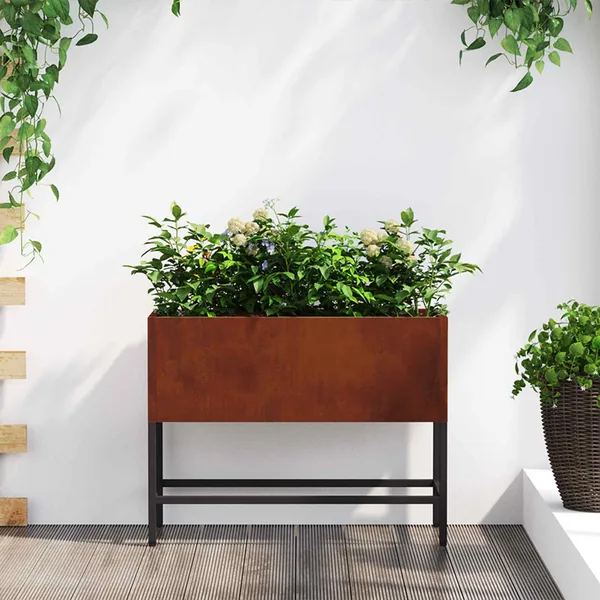 Bac de jardin surélevé Rouillé 60 x 26 x 45 cm Acier patiné