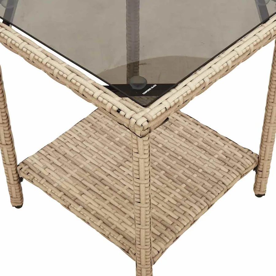 Canapé de jardin avec table et coussins en forme de L beige - 10