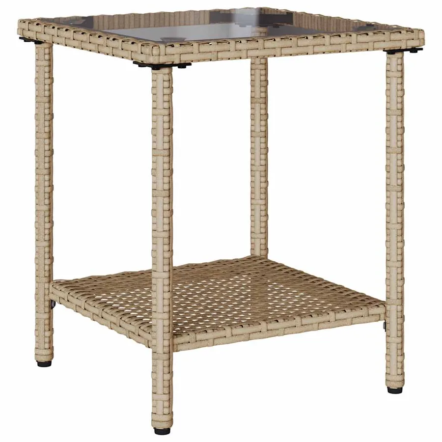 Canapé de jardin avec table et coussins en forme de L beige - 6