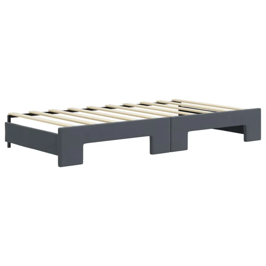 Lit de jour avec gigogne sans matelas gris foncé 90x190 cm - 8
