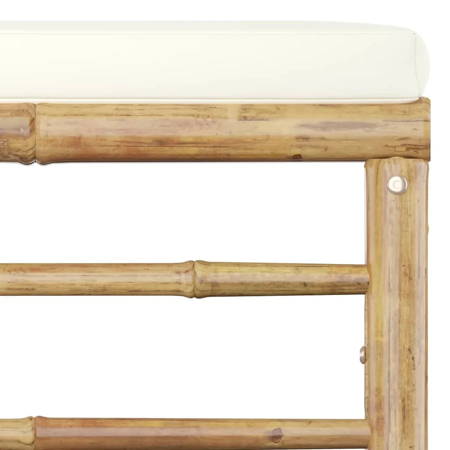 Salon de jardin 8 pcs avec coussins blanc crème bambou - 8