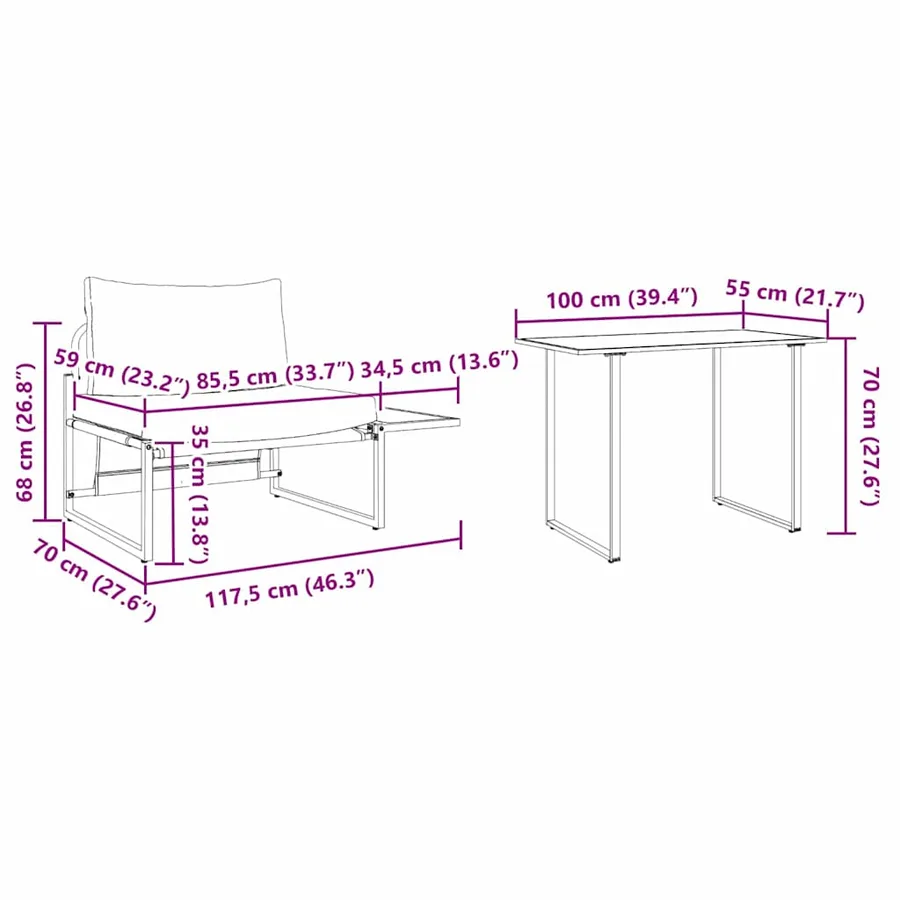 Mobilier de Patio en Acier 2 pcs Gris clair Acier - 11