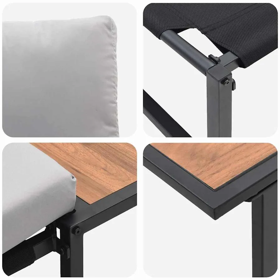 Ensemble de salle à manger pour jardin 3 pcs Gris clair Acier - 10