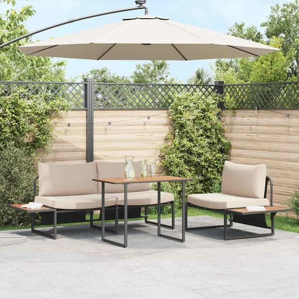 Ensemble de salle à manger pour jardin 3 pcs Taupe Acier