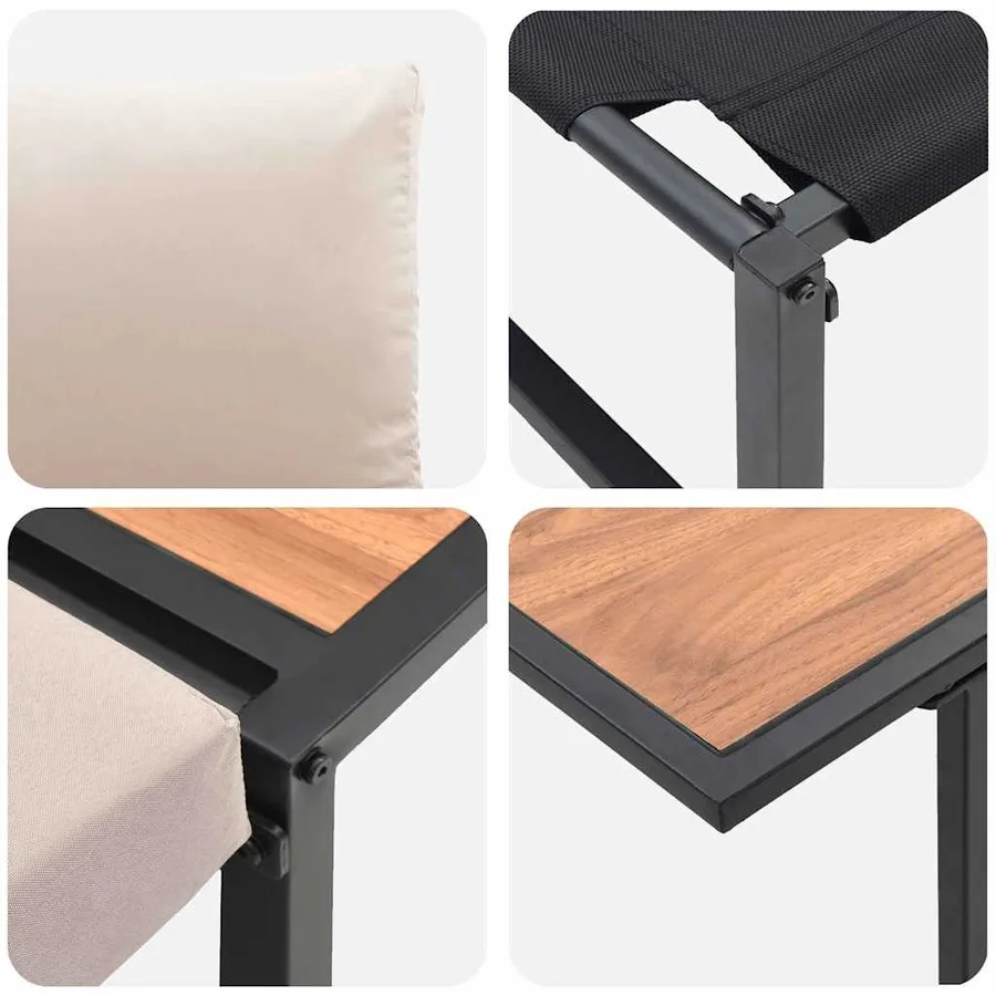 Ensemble de salle à manger pour jardin 3 pcs Taupe Acier - 8