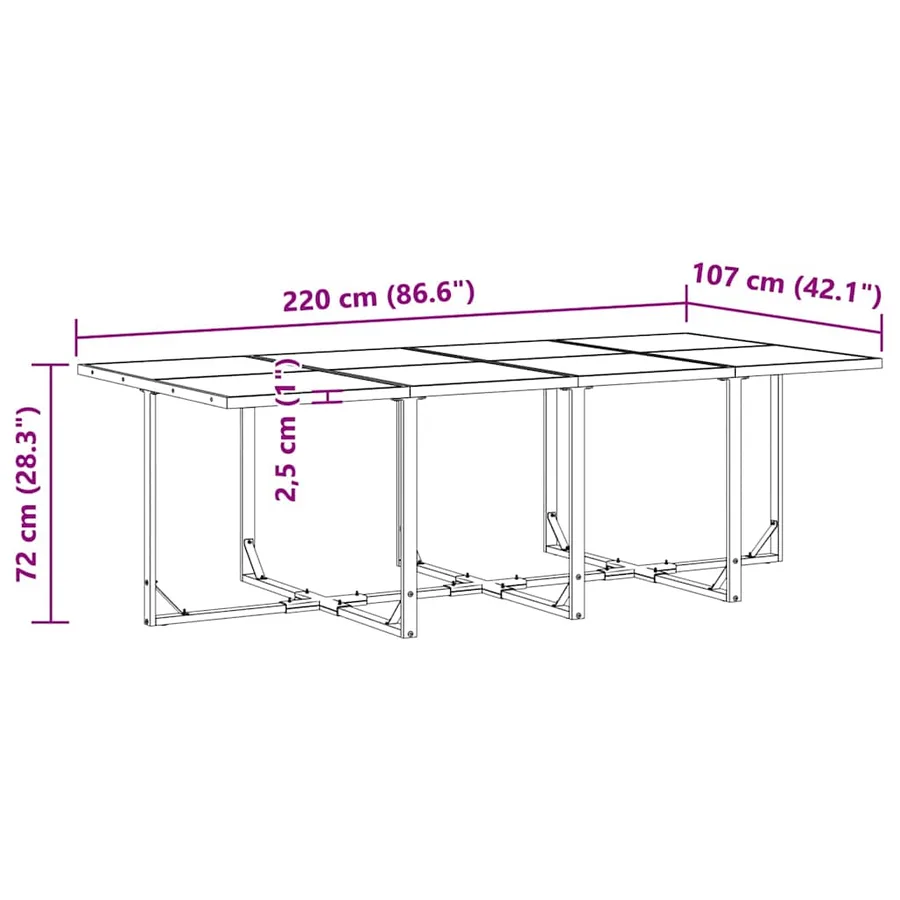 Ensemble de salle à manger pour jardin 13 pcs Noir Acier - 12