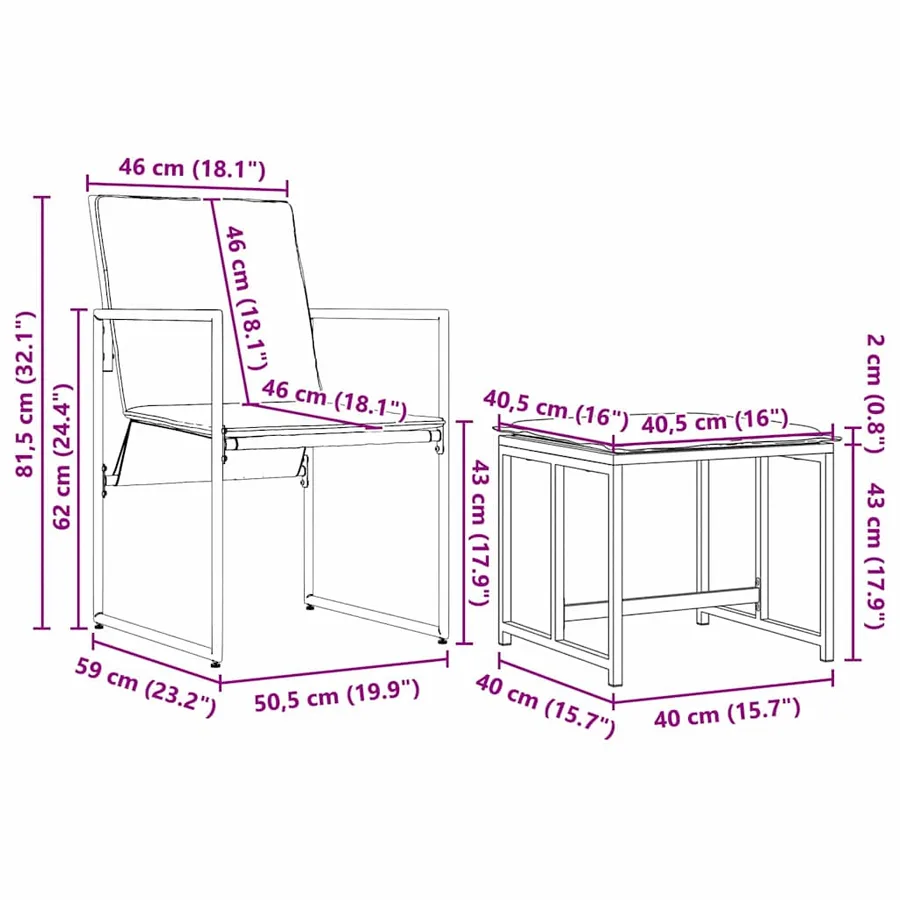 Ensemble de salle à manger pour jardin 13 pcs Noir Acier - 13