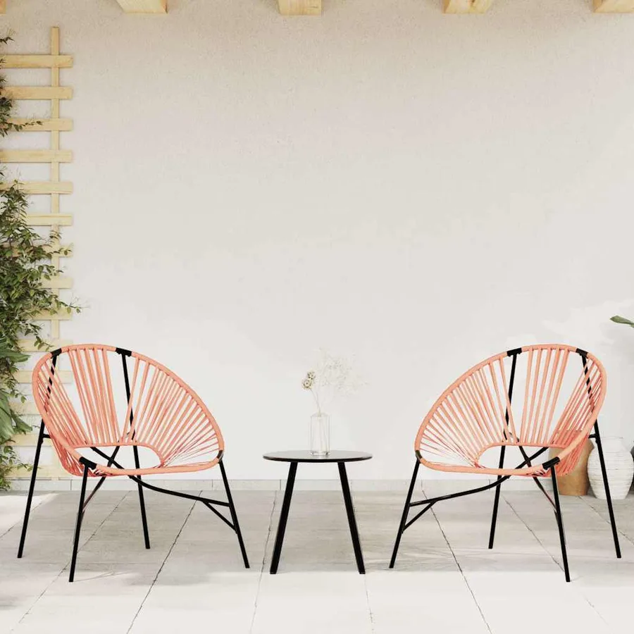 Chaise œuf de jardin noir et orange résine tressée - 3