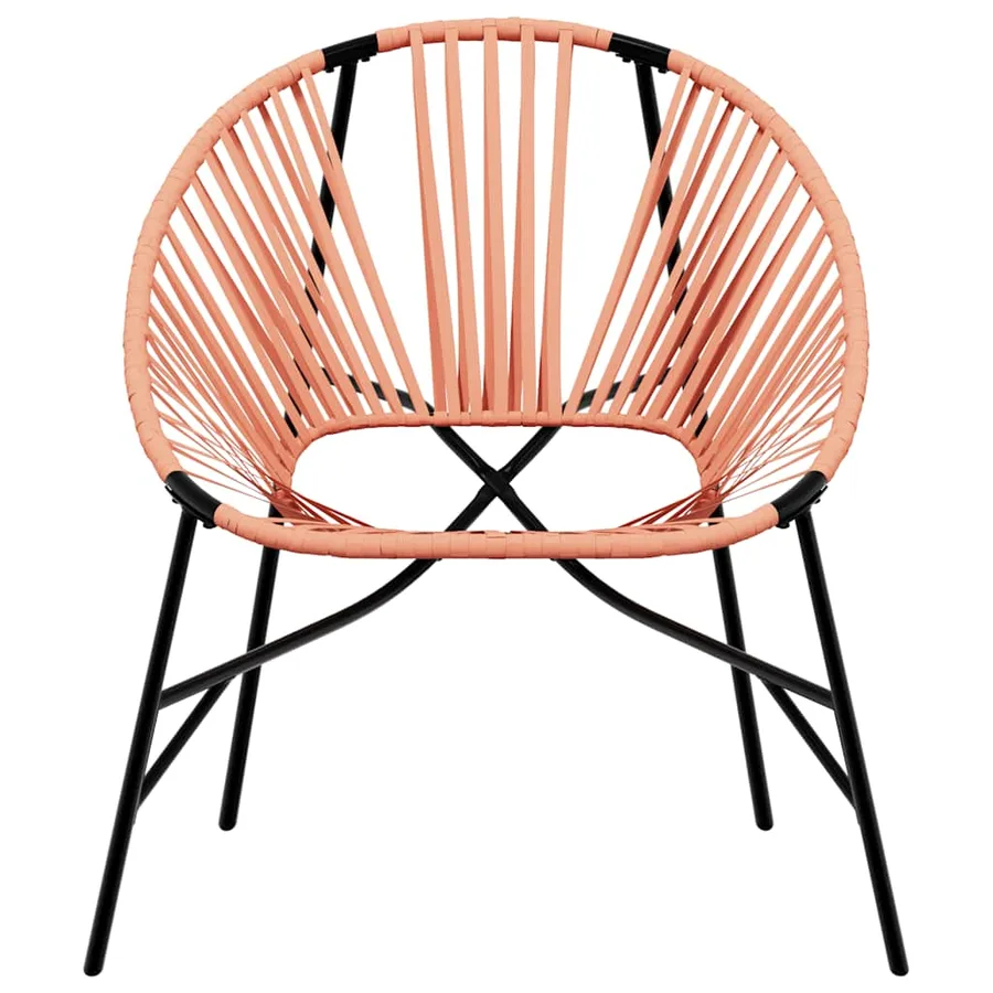 Chaise œuf de jardin noir et orange résine tressée - 4