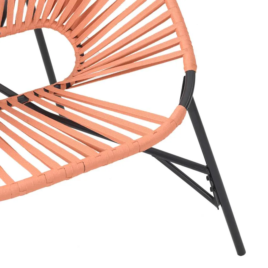 Chaise œuf de jardin noir et orange résine tressée - 7