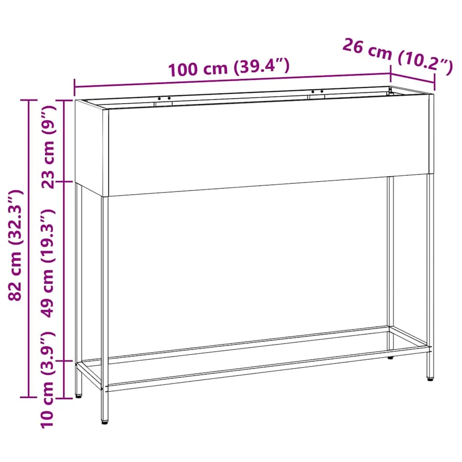 Bac de jardin surélevé Rouillé 100 x 26 x 82 cm Acier patiné - 16