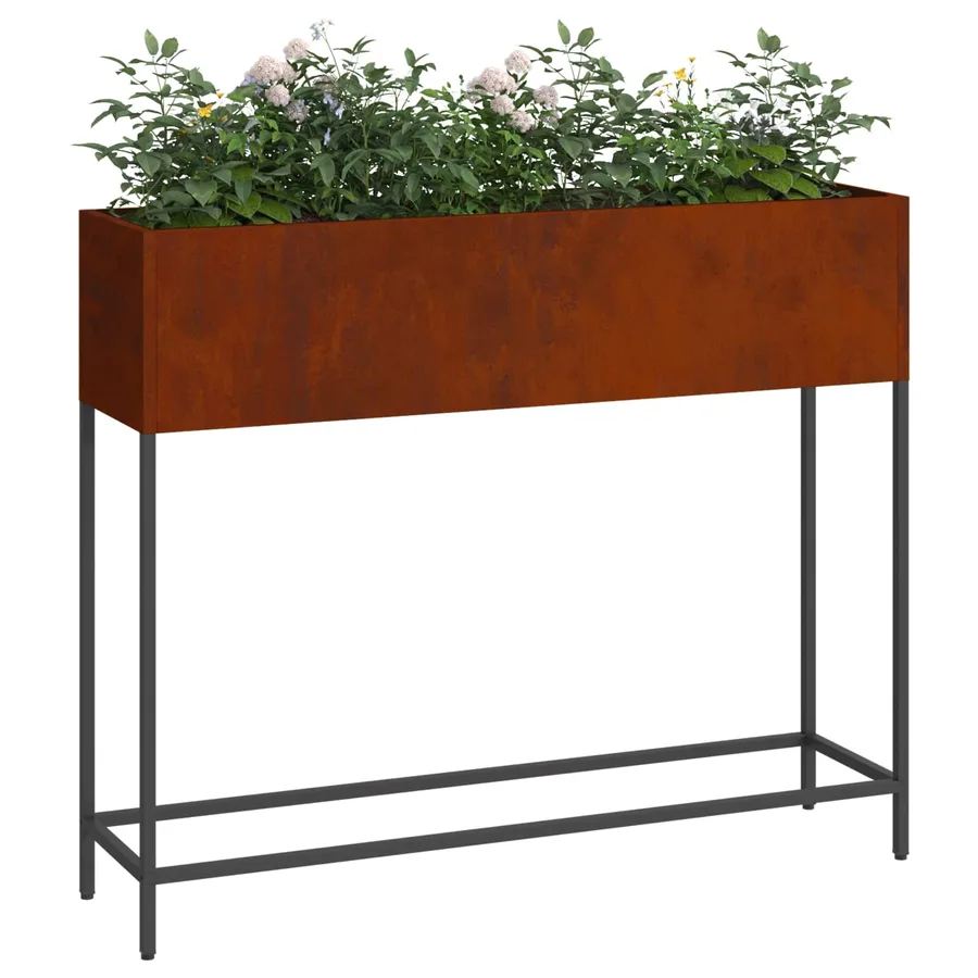 Bac de jardin surélevé Rouillé 100 x 26 x 82 cm Acier patiné - 3