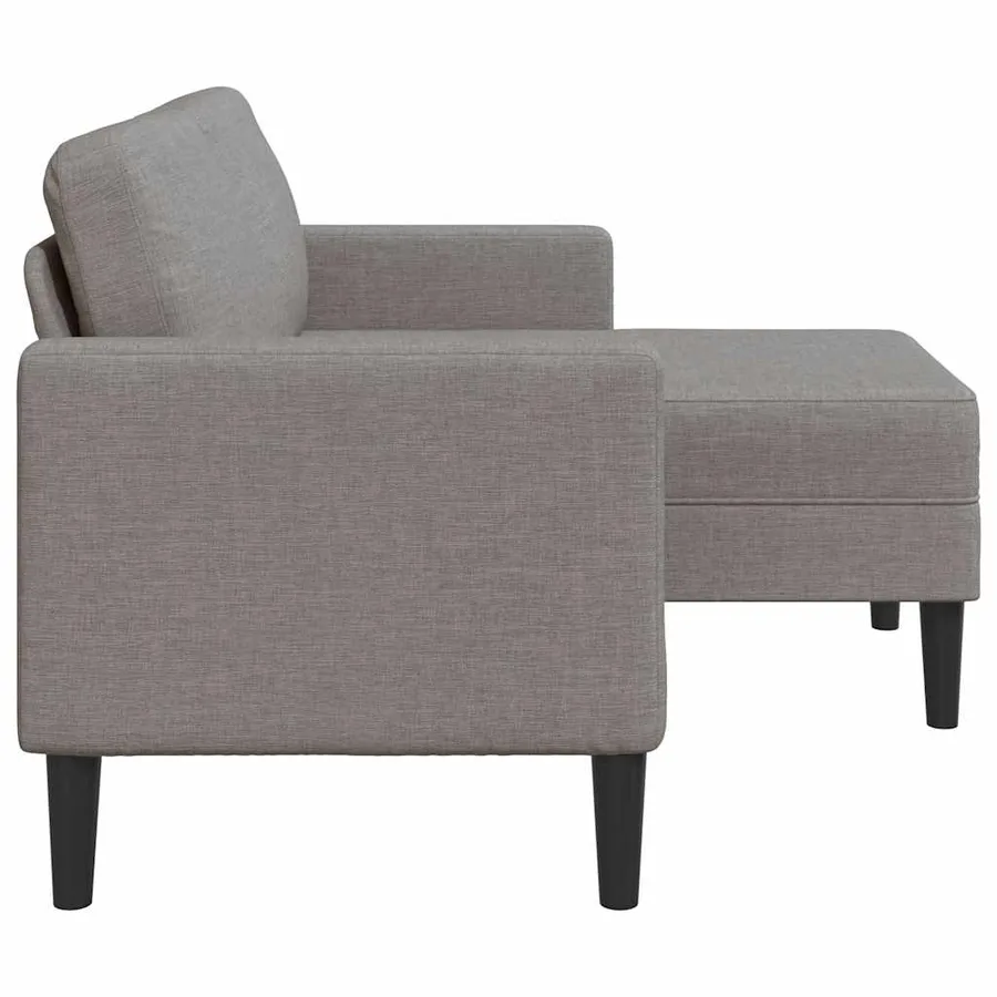 Canapé 2 places avec méridienne en L taupe 125 cm tissu - 4