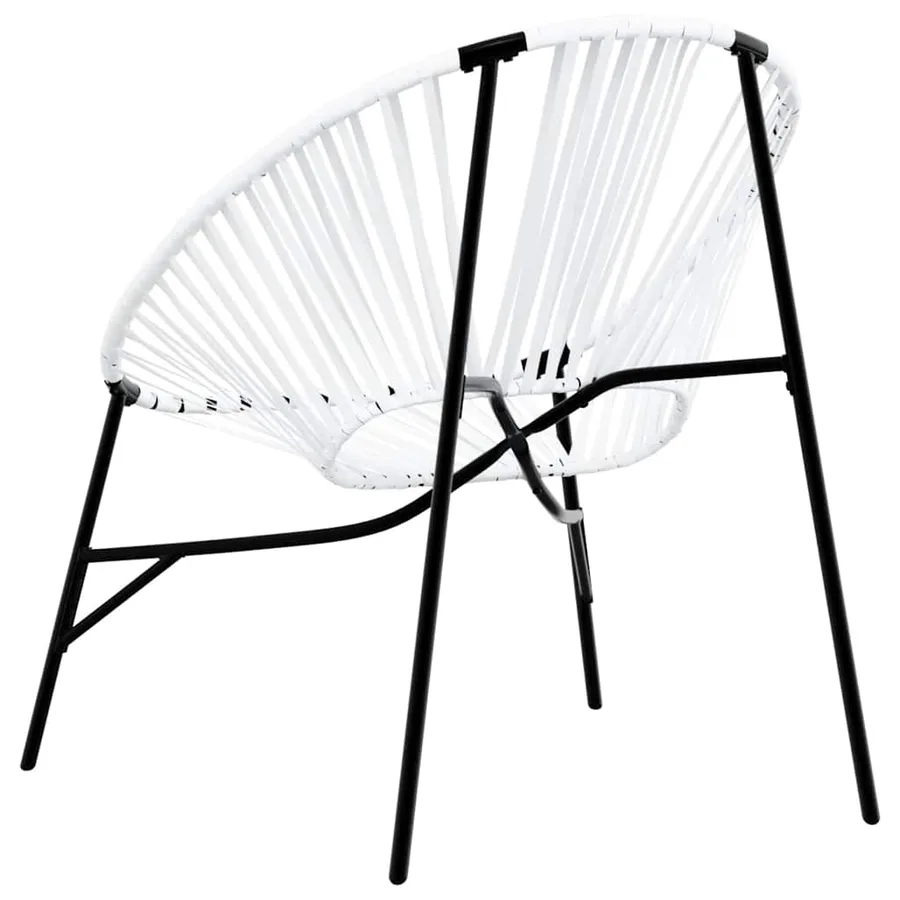 Lot de 3 Chaise de jardin noir et blanc résine tressée - 8