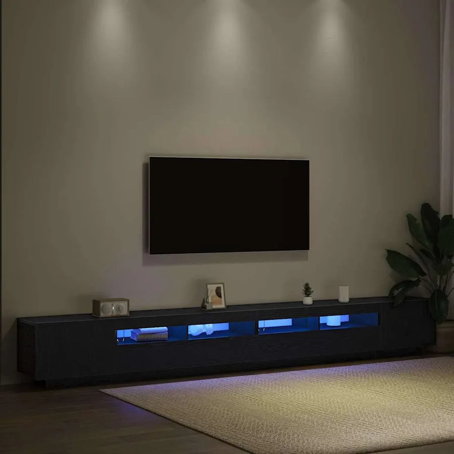 Ensemble meuble TV Montage mural 3 pcs Noir 300 x 35 x 40 cm - 4