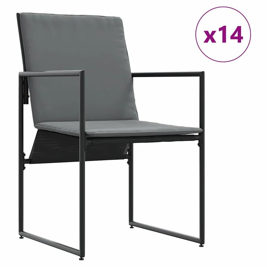 Ensemble de salle à manger pour jardin 15 pcs Noir Acier - 5