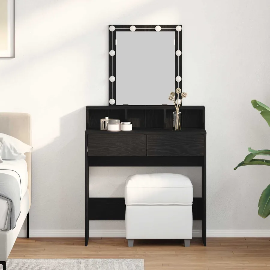 Coiffeuse Chêne noir 80 x 41 x 144,5 cm Bois d'ingénierie