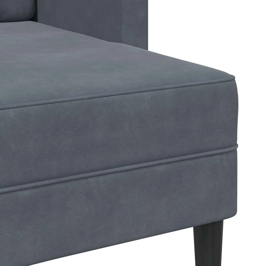 Canapé 2 places avec méridienne en L gris foncé 125 cm velours - 8
