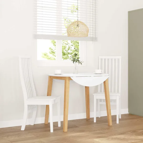 Chaises à manger 2 pcs blanc bois massif caoutchouc