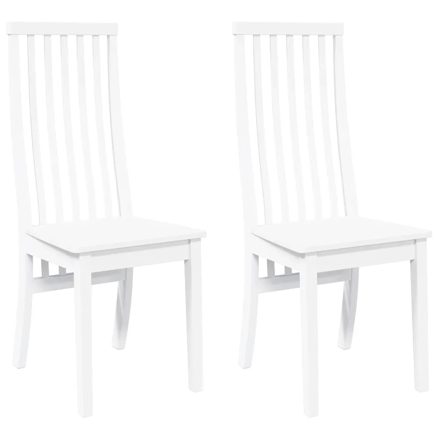 Chaises à manger 2 pcs blanc bois massif caoutchouc - 2