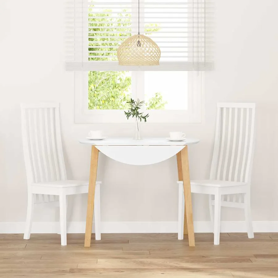 Chaises à manger 2 pcs blanc bois massif caoutchouc - 3