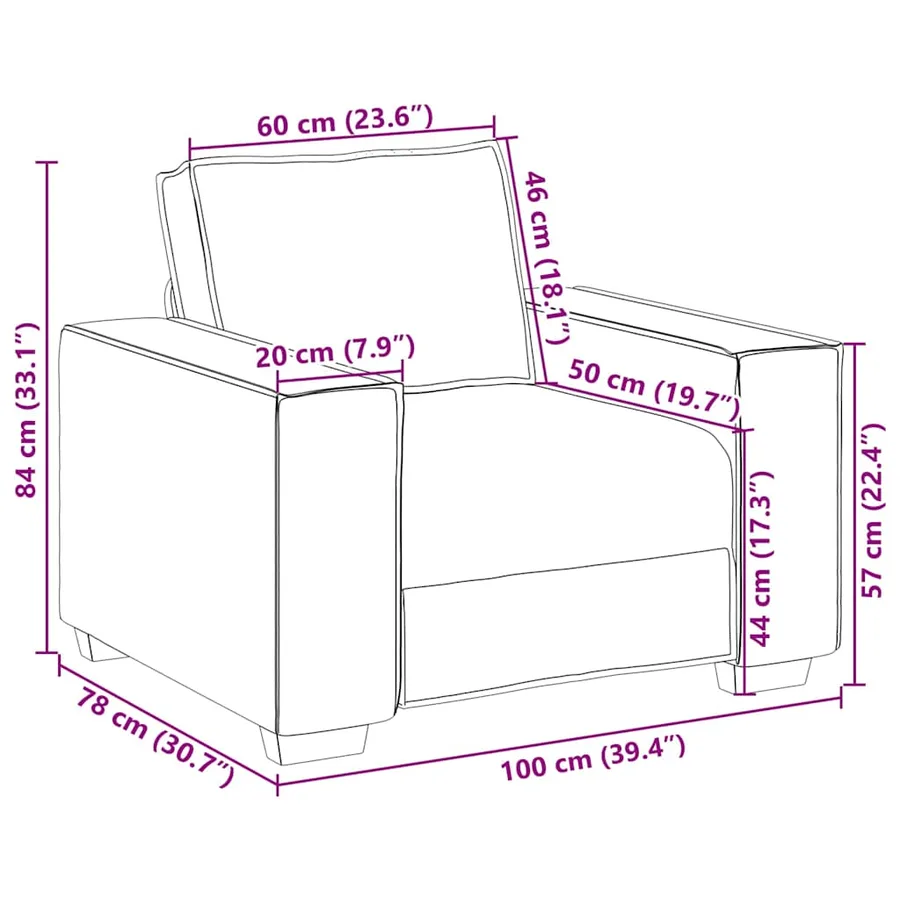 Canapé Fauteuil Lin 100x78x84 cm - 9