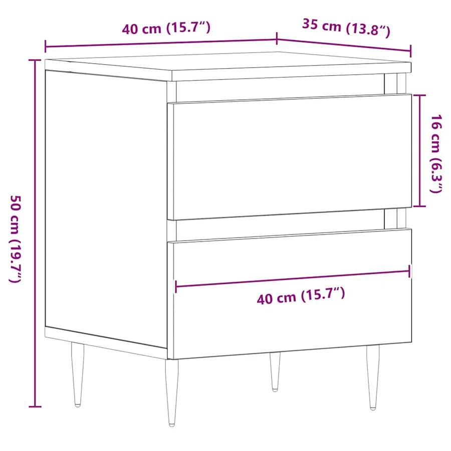 Cabinet de chevet avec tiroir 2 pcs Bois ancien 40 x 35 x 50 cm - 12