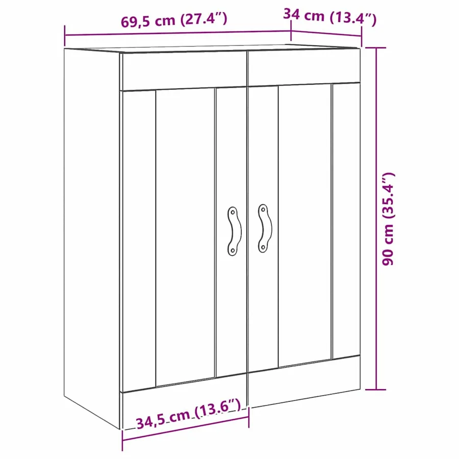 Meuble mural Chêne artisanal 69,5 x 34 x 90 cm - 13