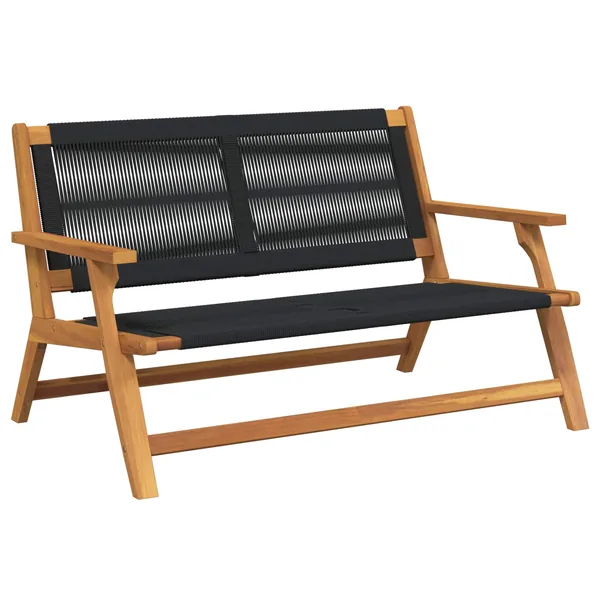 Banc de Relaxation de Jardin Noir Bois d'Acacia Massif