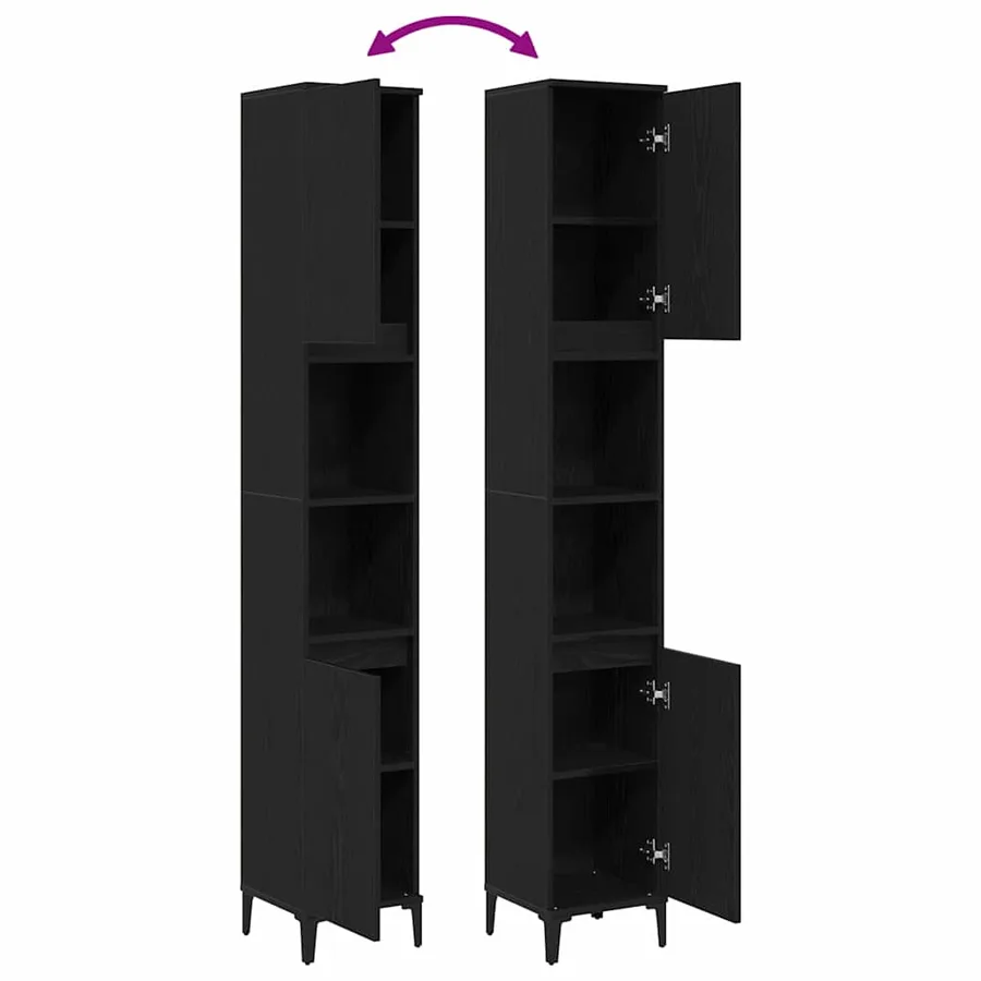 Cabinet de salle de bain avec porte Chêne noir 30 x 30 x 190 cm - 11