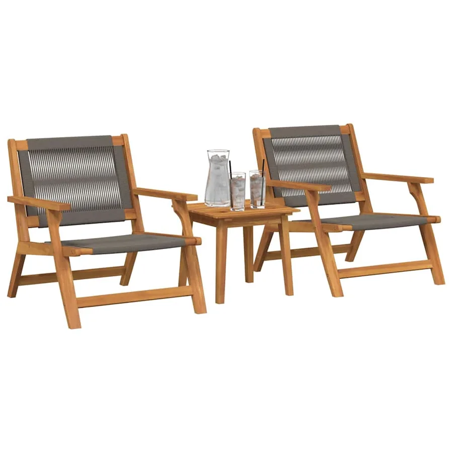 Chaises de jardin avec table 3 pcs Gris Bois d'Acacia Massif - 3