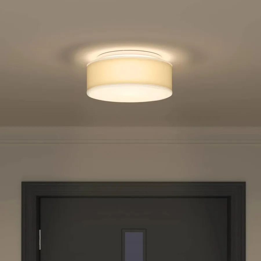 Lampe de plafond Blanc 30 x 30 x 13,5 cm tissu - 4