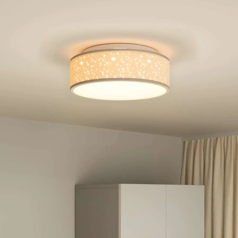Lampe de plafond Taupe 38 x 38 x 13,5 cm tissu - 4