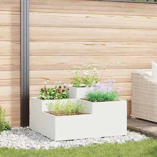 Cache-pot de jardin Blanc 80 x 80 x 48 cm Acier