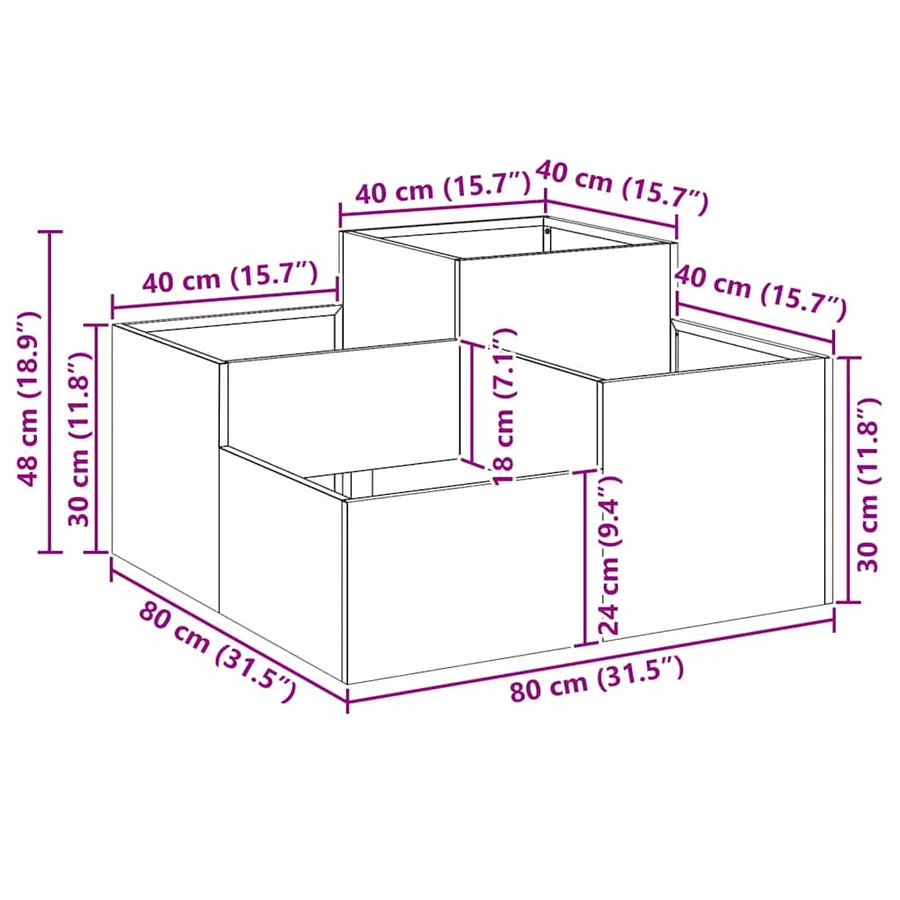 Cache-pot de jardin Blanc 80 x 80 x 48 cm Acier - 11