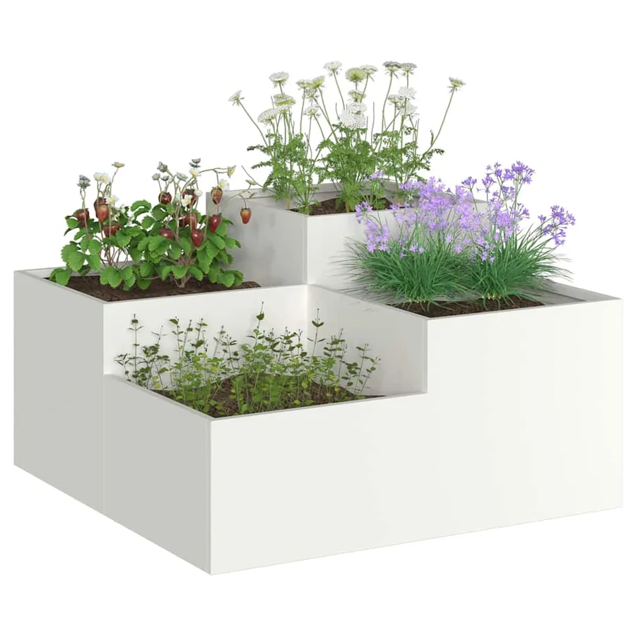 Cache-pot de jardin Blanc 80 x 80 x 48 cm Acier - 3