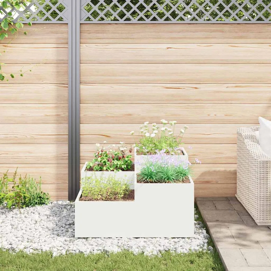 Cache-pot de jardin Blanc 80 x 80 x 48 cm Acier - 4