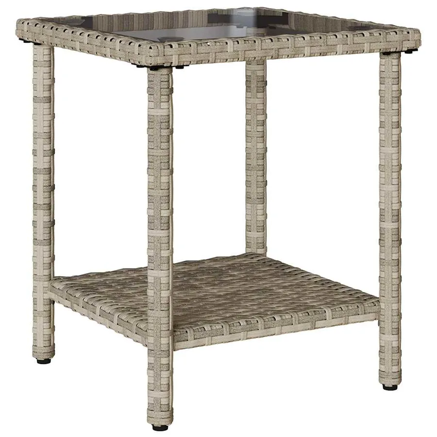 Canapé de jardin table et coussins en forme de L gris clair - 6